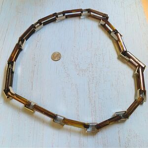 Acrylic Tortoise Shell‎ and Gold Link Necklace